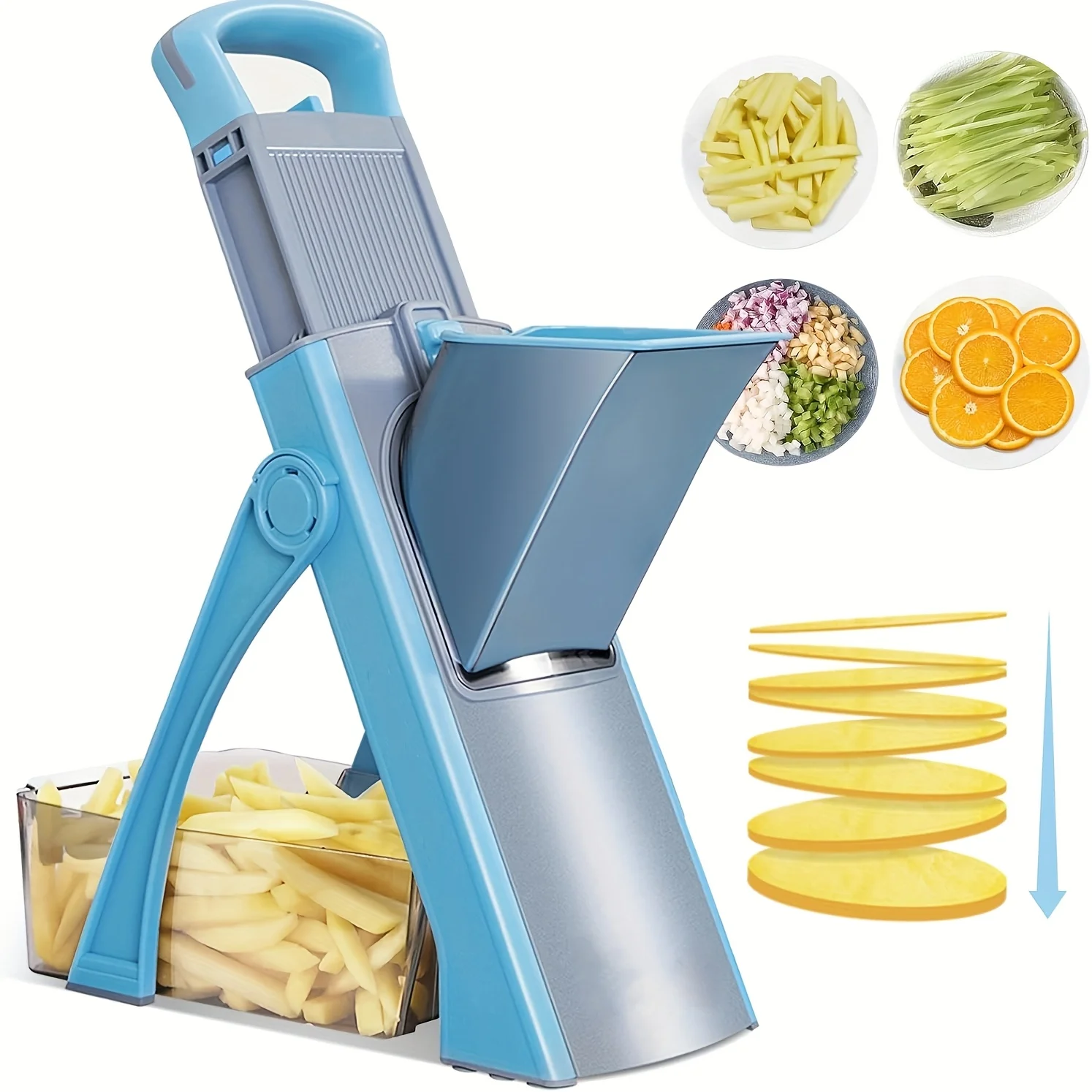 Verstellbarer Gemüse- und Obstschneider, Multifunktionales Küchenzubehör mit 4 Schneidmodi, Würfelschneider & Julienne-Schneider, Effizientes Lebensmittel-Schneidewerkzeug, Praktisches Küchen-Gadget