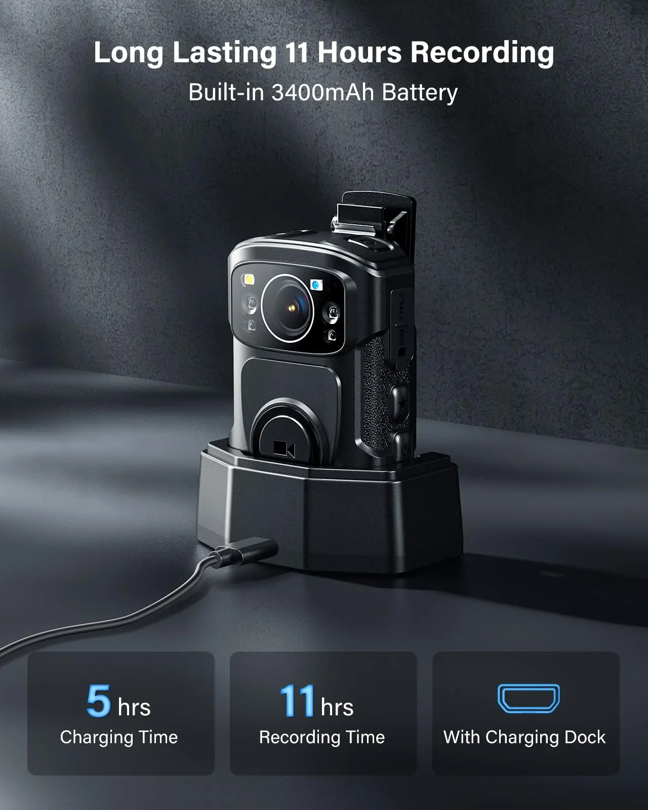 BOBLOV B4K5 4K ボディカム IP68 GPS 警察着用カメラミニ 128/256GB 