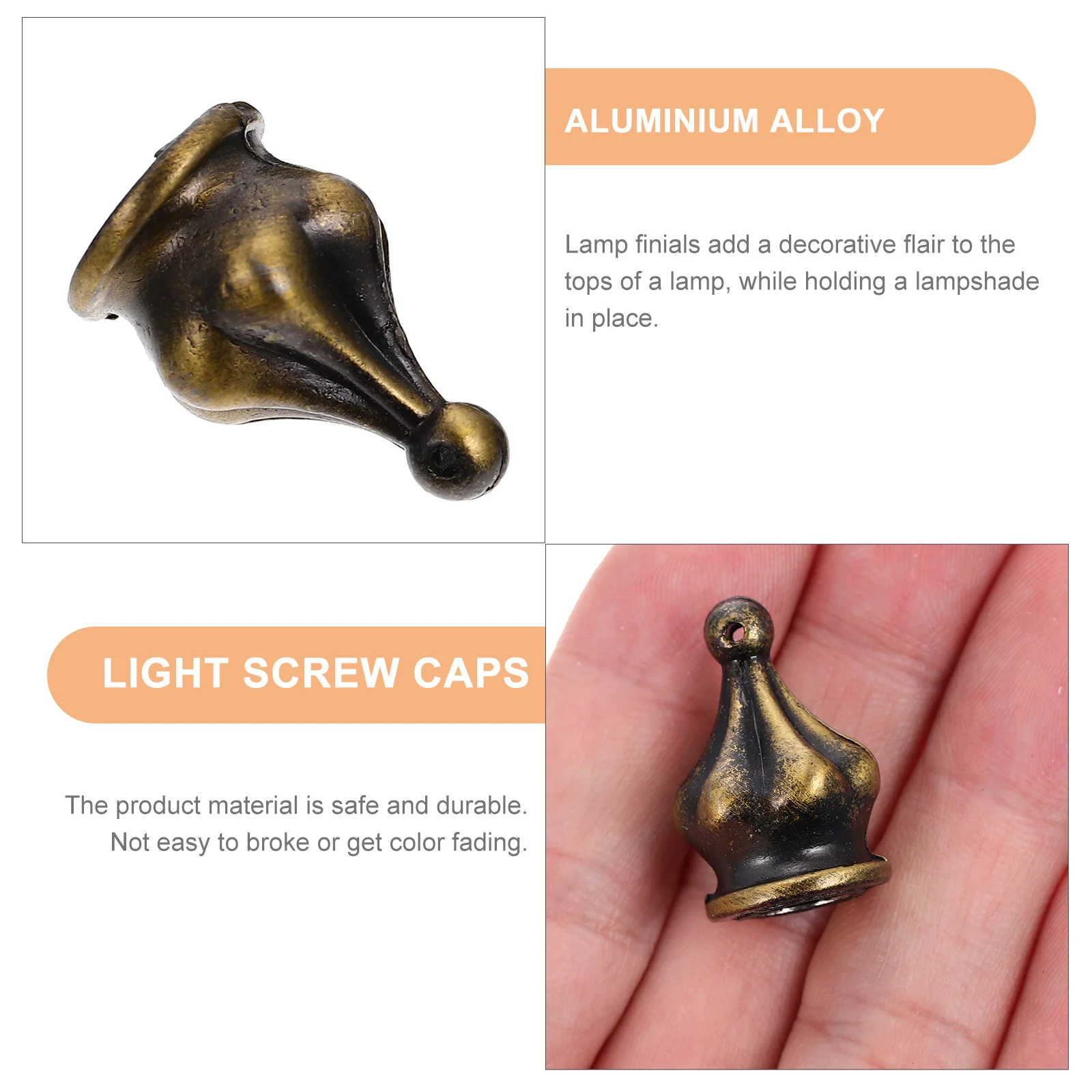 

4Pcs Lamp Finial 10Mm Inner Thread Premium Zinc Alloy Light Knob Decor for Chandelier Floor Table Lamp Replacement Part