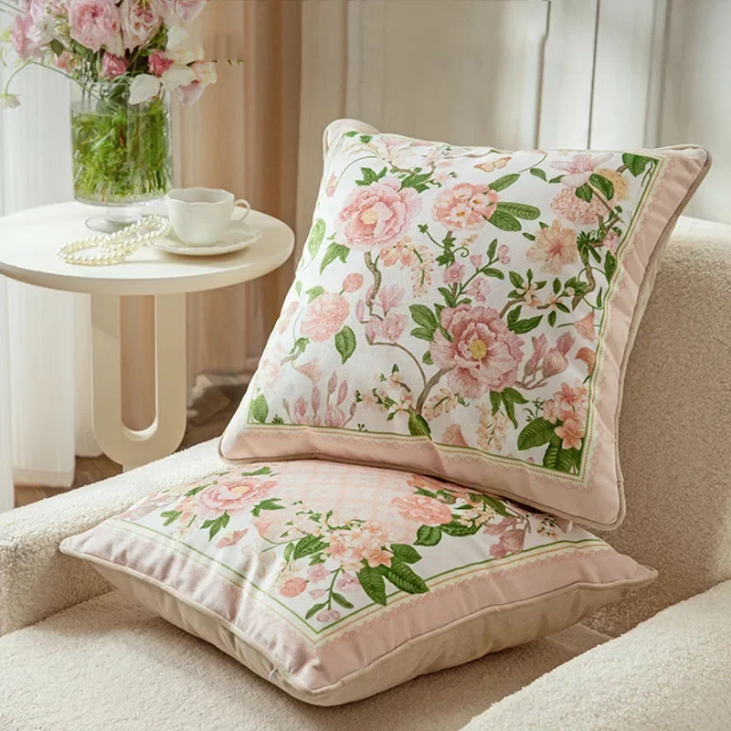 New American Retro Style Square Body Pillow Creativity Living Room Home Decoration And Accessories Sofa Cushions Floral Pattern
