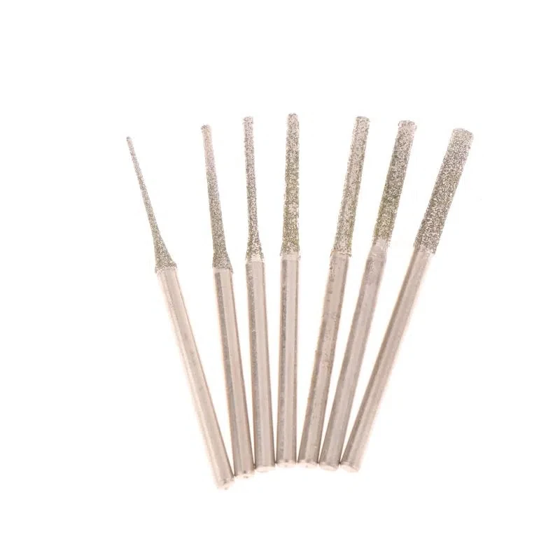 비드 연마용 2.35MM 샤프트가 있는 고정밀 0.8-2.5mm 다이아몬드 박힌 드릴 비트(10개)