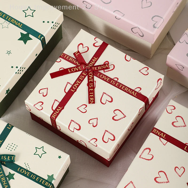 

Bow Love Gift Box Wedding Souvenir Birthday Valentine Holiday Gift Box With Hand Gift Box