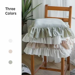 2pcs Ruffled Square Cushion Cover Solid Color Soft Breathable Cute Plain Home Decor Dining Chair Boho Style 100% Cotton Cottage