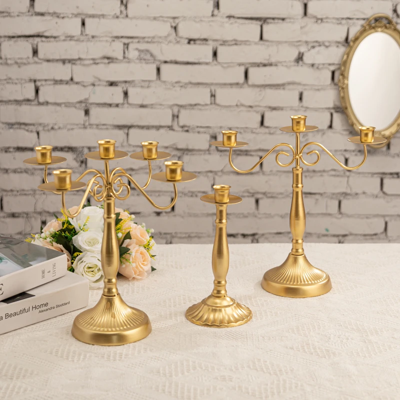 European Style Retro Candlestick Light Luxury Home Decoration Restaurant Atmosphere Hree Head Five Head Candle Holders Ornament