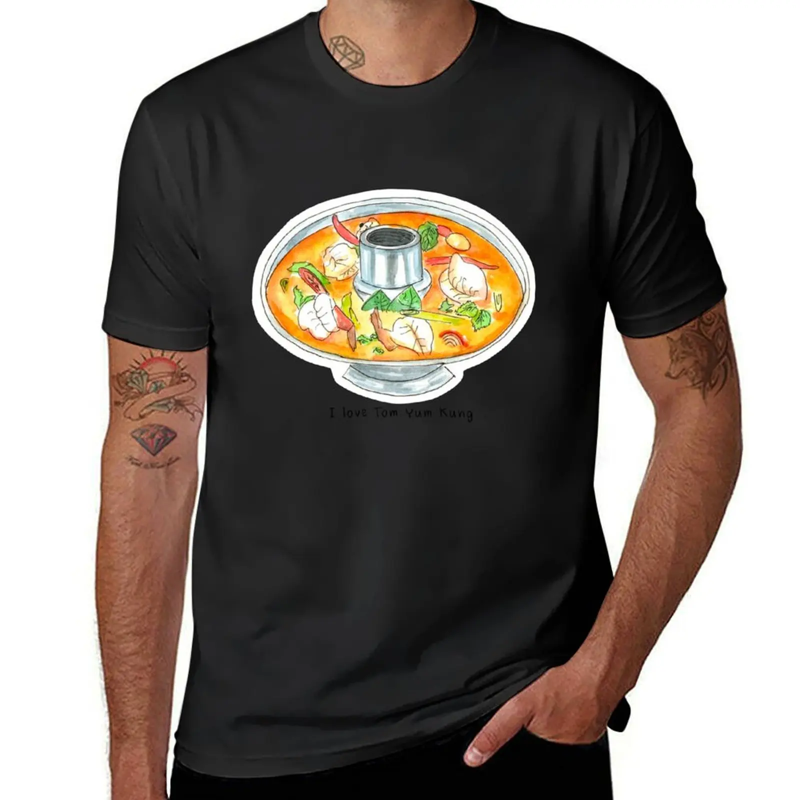 Tom Yum Kung, Thai famous dish, I love Tom Yum Kung, Thai dish , Spicy soup of Thailand T-Shirt blacks slim fit t shirts for men