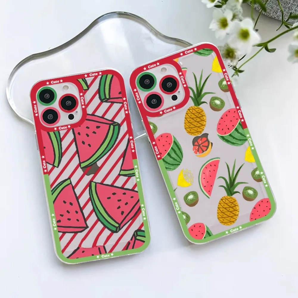 Watermelon Pattern Phone Case For iPhone 16 15 14 13 12 11 Pro Max XS X XR Mini Protective Cover