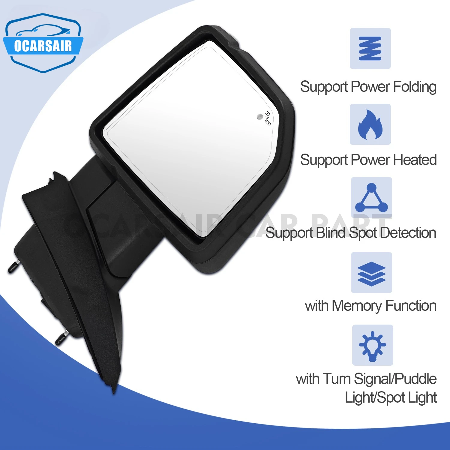 

1 шт. 16/18-контактное зеркало заднего вида для Ford F-150 2015-2020 с электроприводом, функцией складывания, памятью и контролем слепых зон