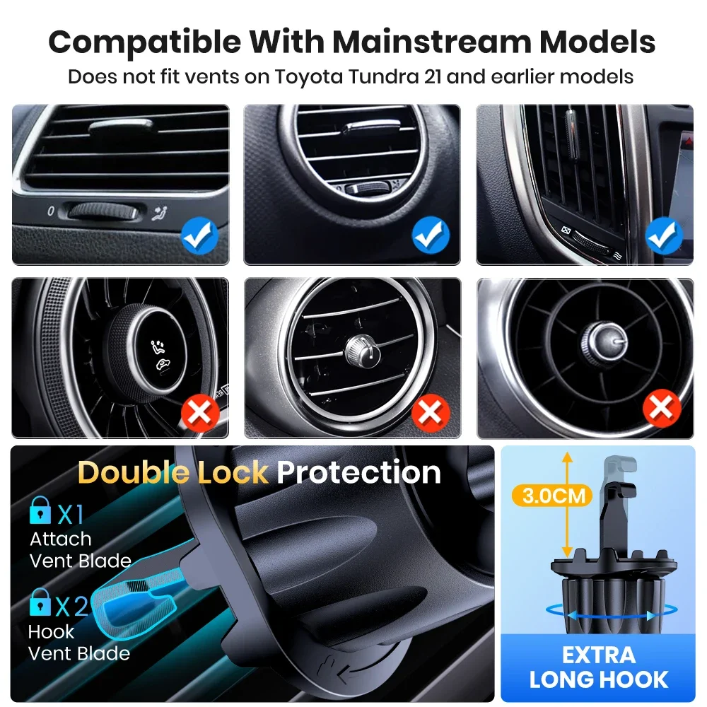 TOPK Car Phone Holder Air Vent Mount for iPhone 15 14 Pro Max & All Smartphones | Universal Cradle