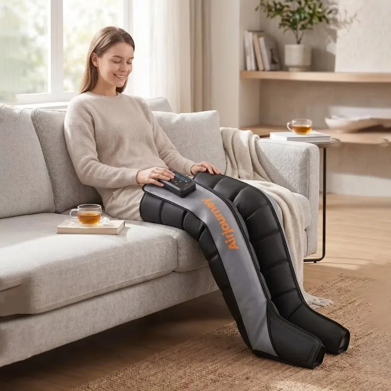6 Chambers USB Rechargeable Air Compression Leg Massager KF25 Timing Control Electric Sports Recovery Massage Therapy Boots