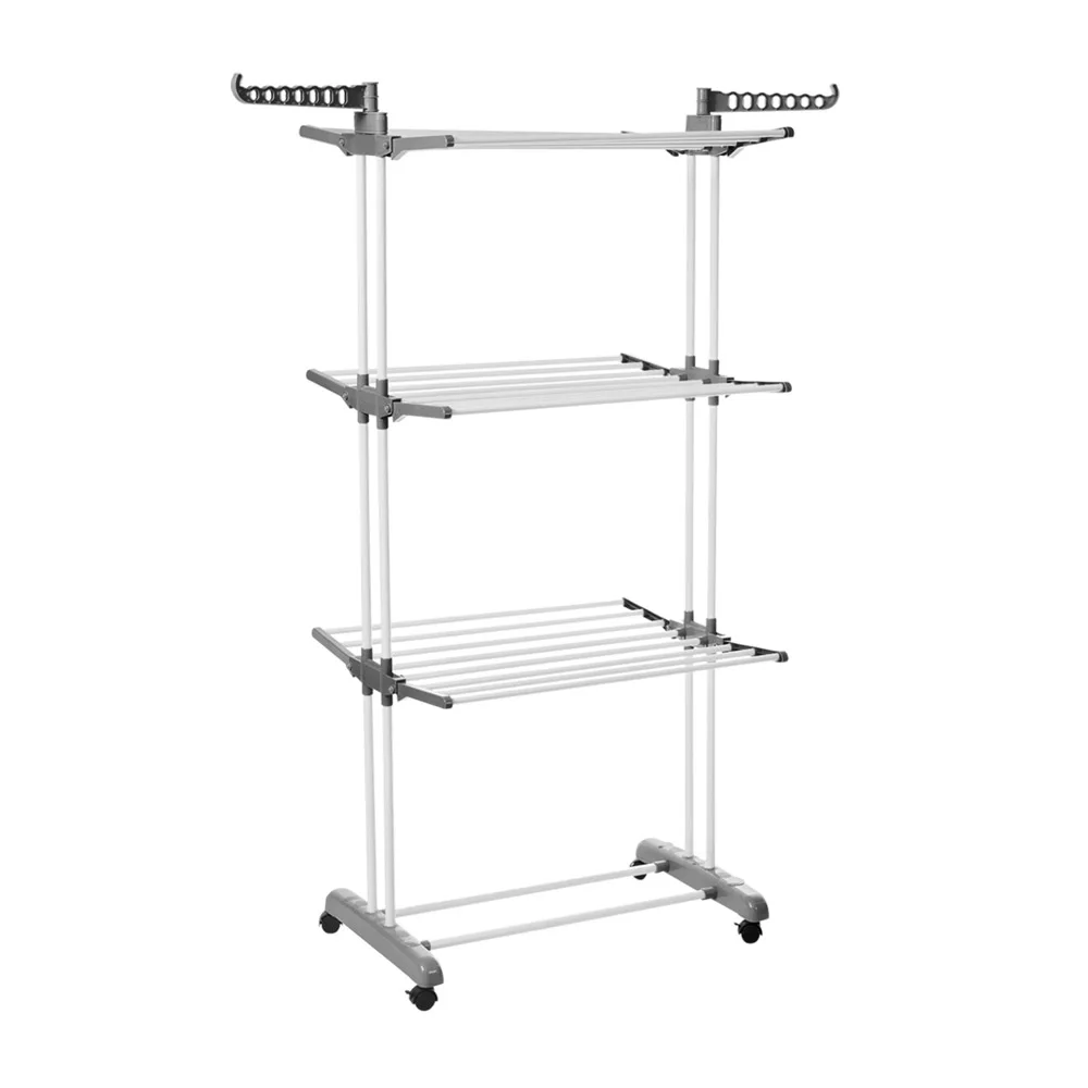 Large Clothes Airer, Foldable Plastic Clothes Drying Rack Laundry 4-Tier, Moveable Clothes Horse