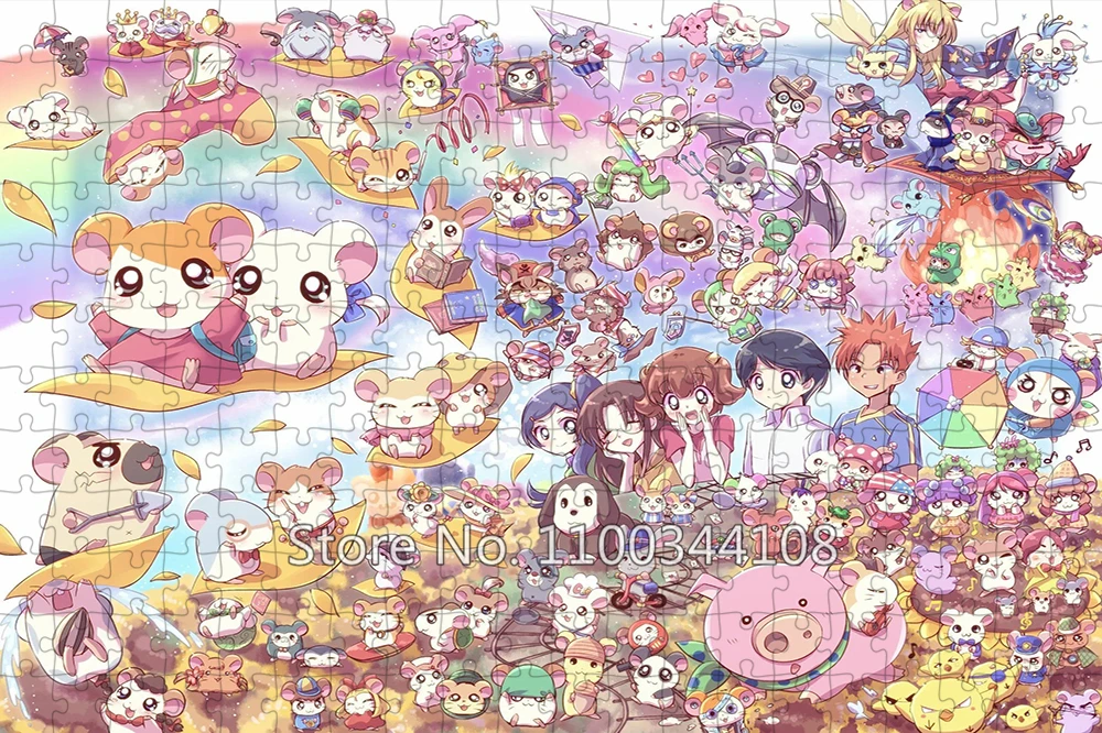 Sanrio Cartoon Jigsaw Puzzle 35/300/500/1000 Pieces Trotting Hamtaro Puzzles Diy Handmade Gift for Children's Educational Toys