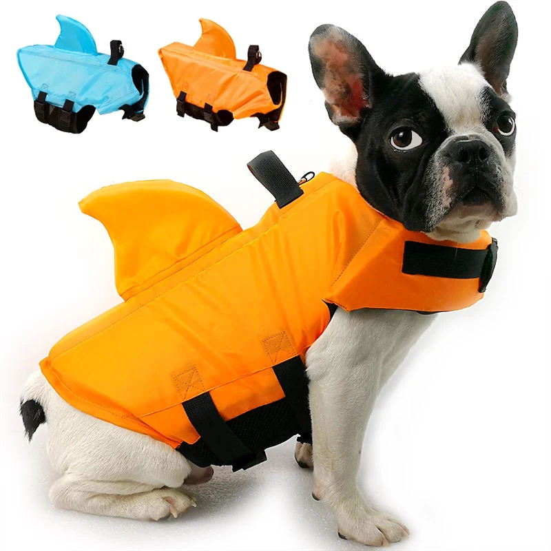 Dog Life Jacket Shark Fin Puppy Life Jacket Adjustable Dog Swimming Safety Jacket with Handle Dog Surfing Vest