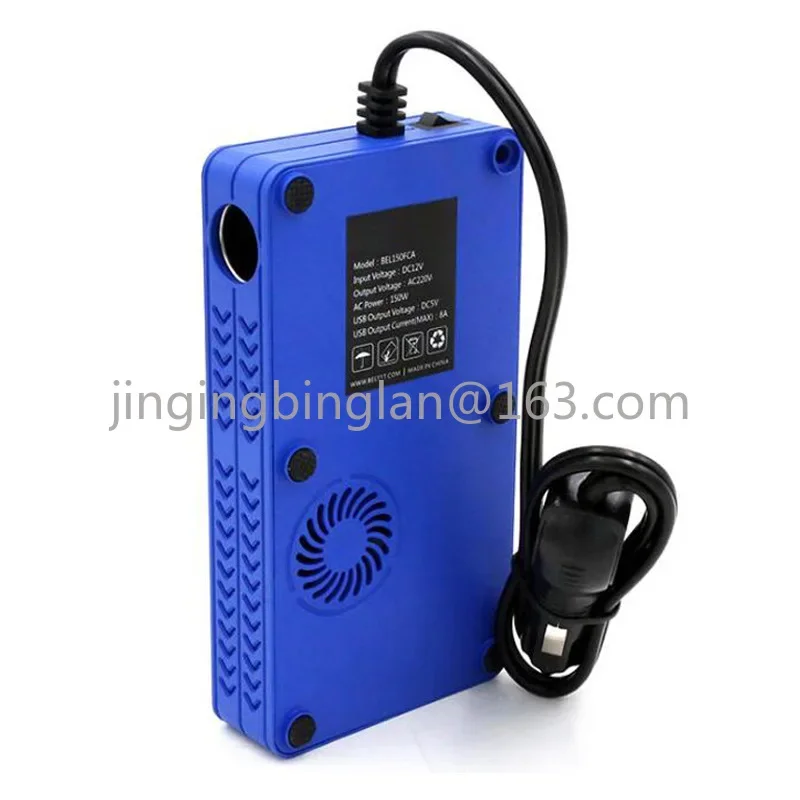 150W 24V to 220V Car Correction Wave Inverter with Display Socket Multifunctional Car Charger 4USB Blue