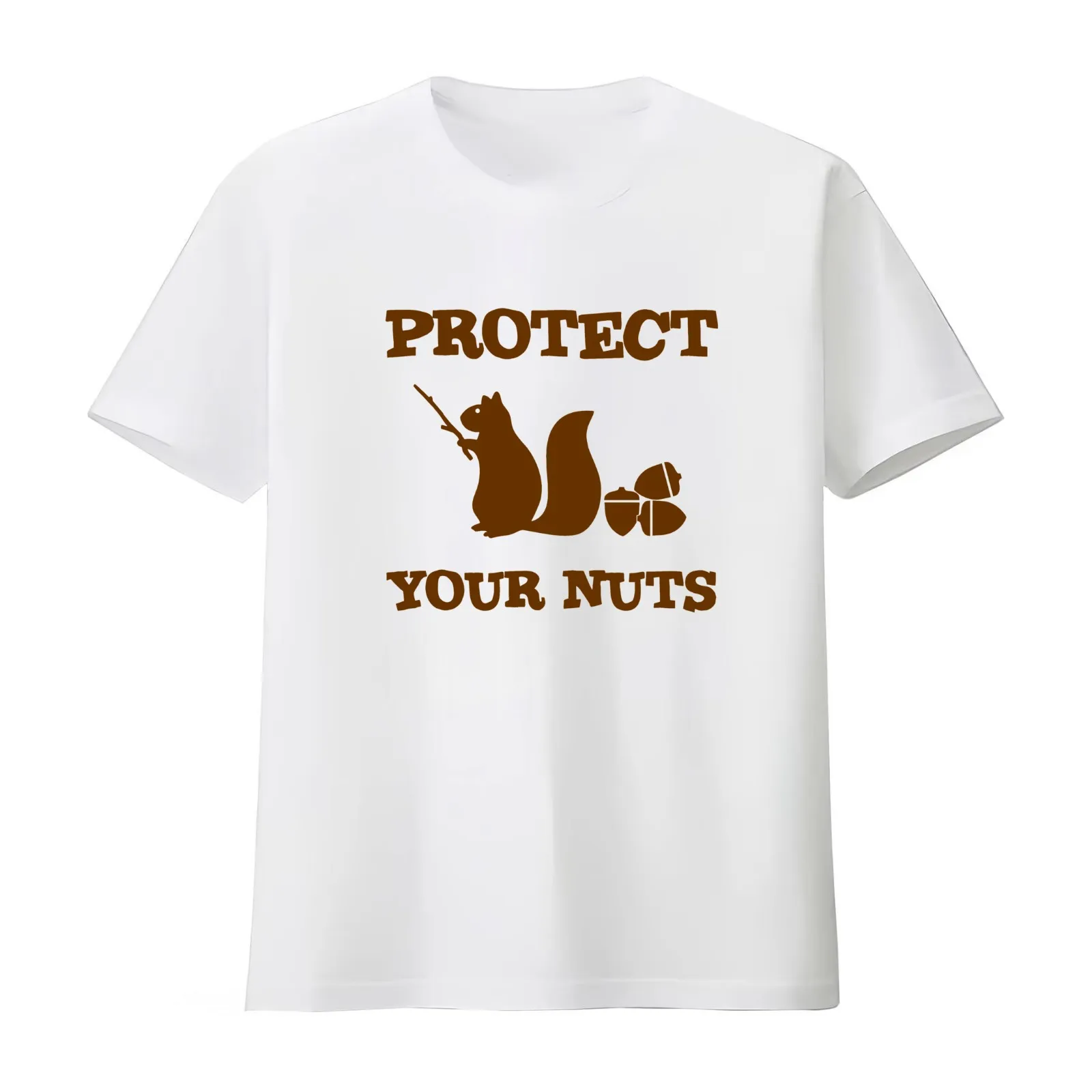 Squirrel protect your nuts T-Shirt Summer Casual Cotton Tee Oversized Streetwear Tops Vintage Graphic Print Unisex Men Women
