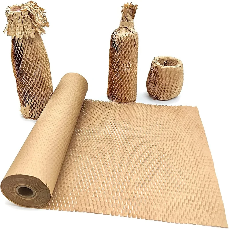 Honeycomb Packaging Paper Cushioning Kraft Paper Wrap Roll, Eco-Friendly Honeycomb Protective Paper
