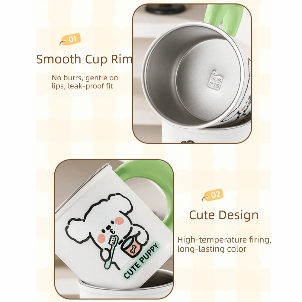 

Stainless Steel Mouthwash Cup Anti Mildew with Handle Children's Rinsing Mug Heat-resistant Comfortable Grip Toothbrush Cup for