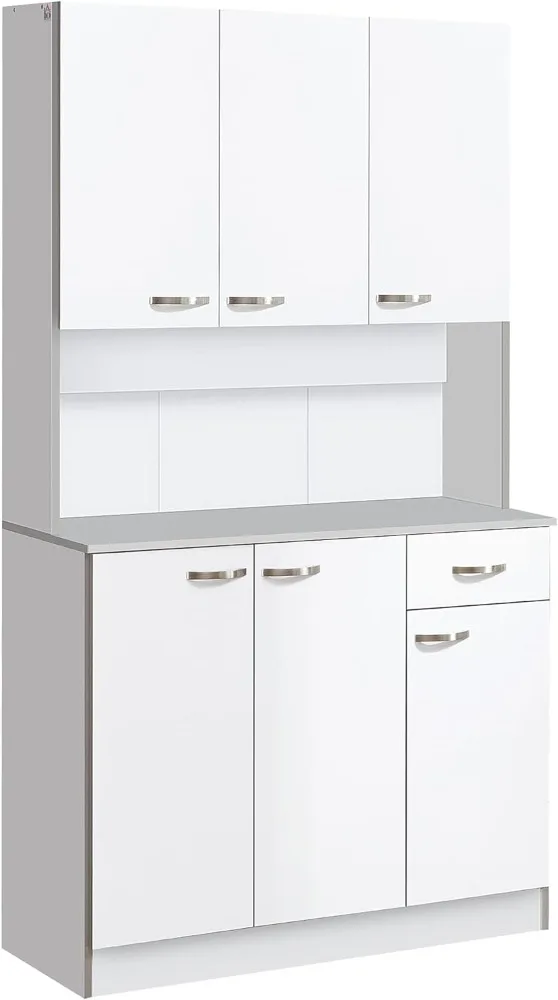 

HOMCOM 71" Freestanding Buffet with Hutch, Kitchen Storage Cabinets, Pantry with 6 Doors, 3 Adjustable Shelves