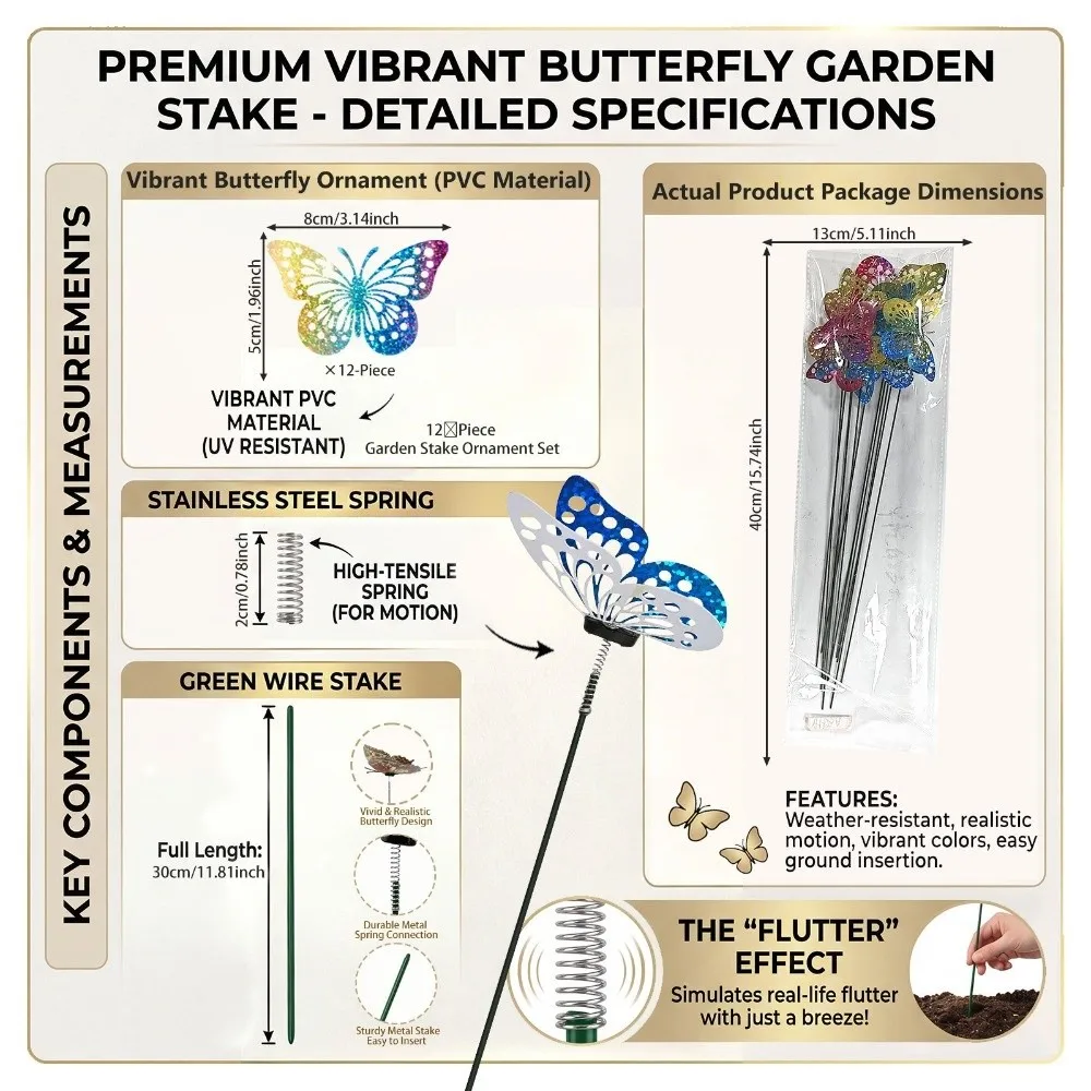 Colorful Butterfly Stakes Lifelike Plant Plug Simulation Butterfly Ornaments Dreamlike Multi-purpose