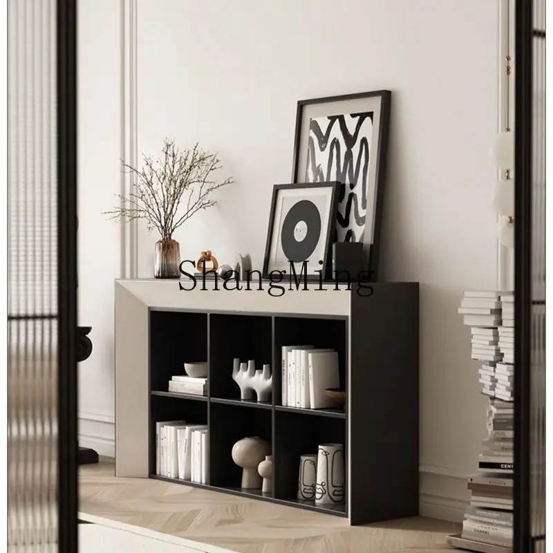 

FG black and white solid wood bookshelf cream wind fireplace cabinet living room decoration entrance