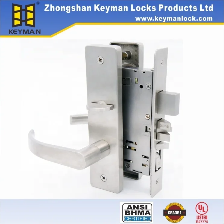 KEYMAN ANSI Grade 1 American Mortise Handle Front High Security Heavy Duty Door Lock Apartment Fire Rated Mortise Lock Set