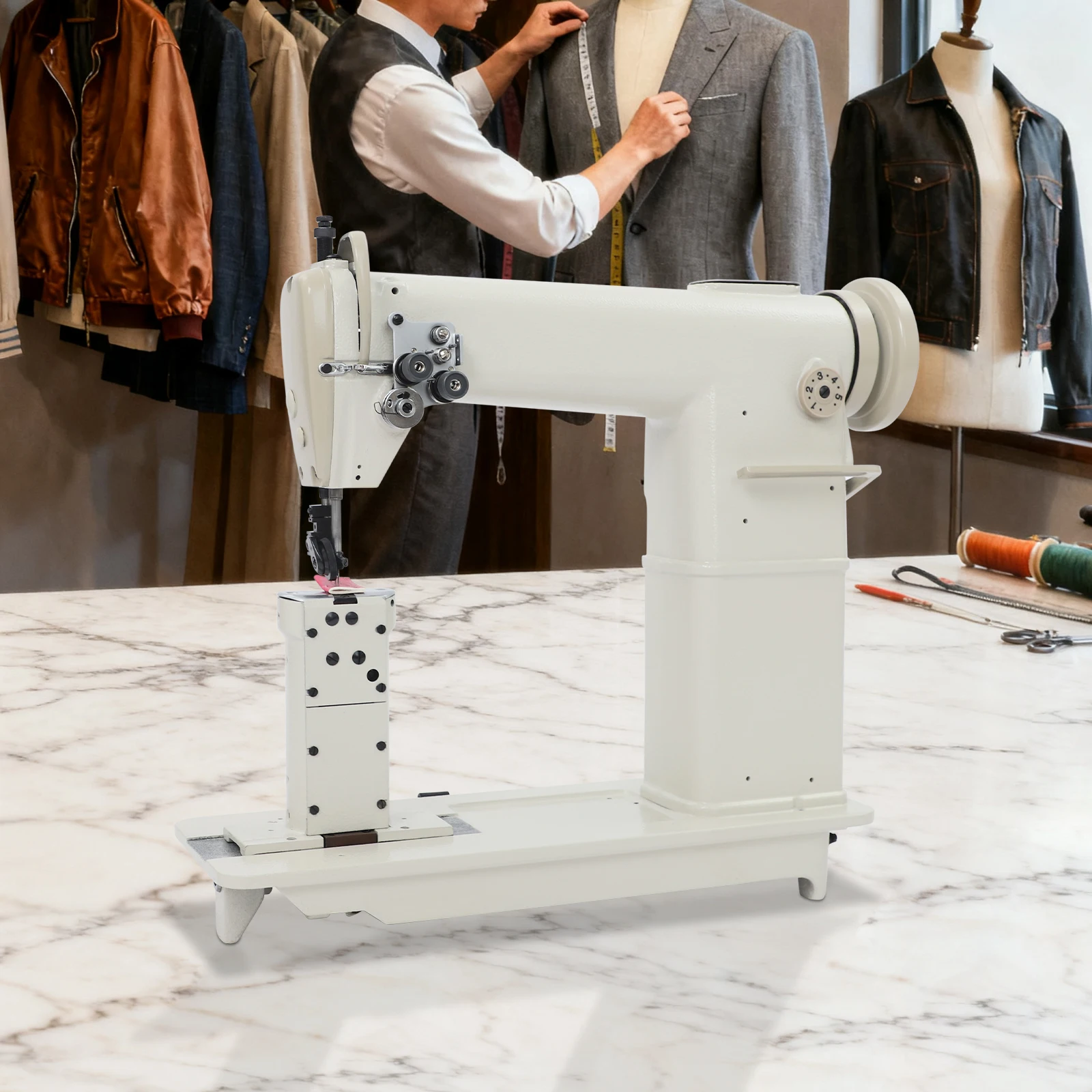 

Industrial Sewing Machine Heavy Duty High Speed Sewing Machine with Accessory Kit, Pressure Adjustment, Full Metal Frame, Sturdy