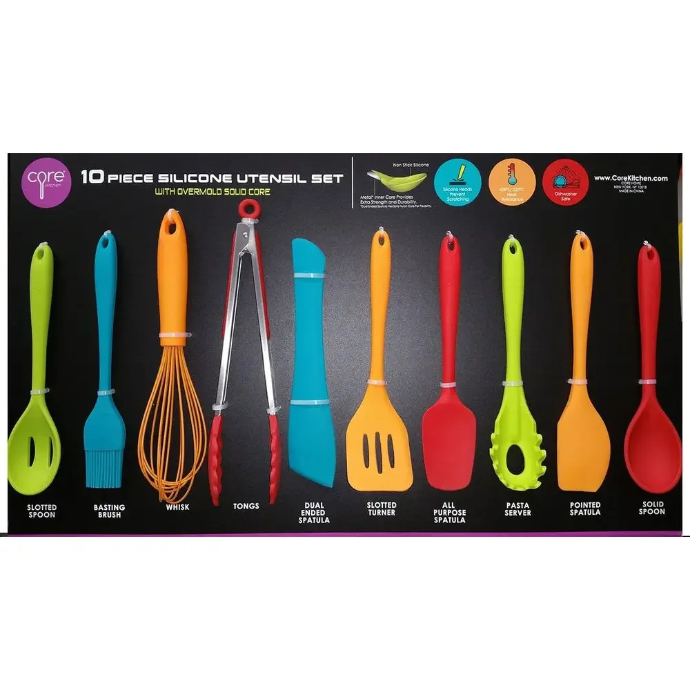 

Core Kitchen - 10 Piece Silicone Utensil Set in Assorted Colwith Overmold Solid Core