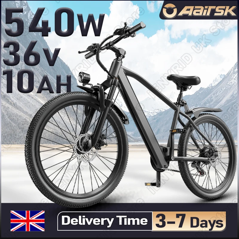 Aairsk GT300 Electric Bike For Adult Peak Power 540W 36V10AH Battery Smart LED Display Electric Bicycle 26" Tire Commuter E-Bike