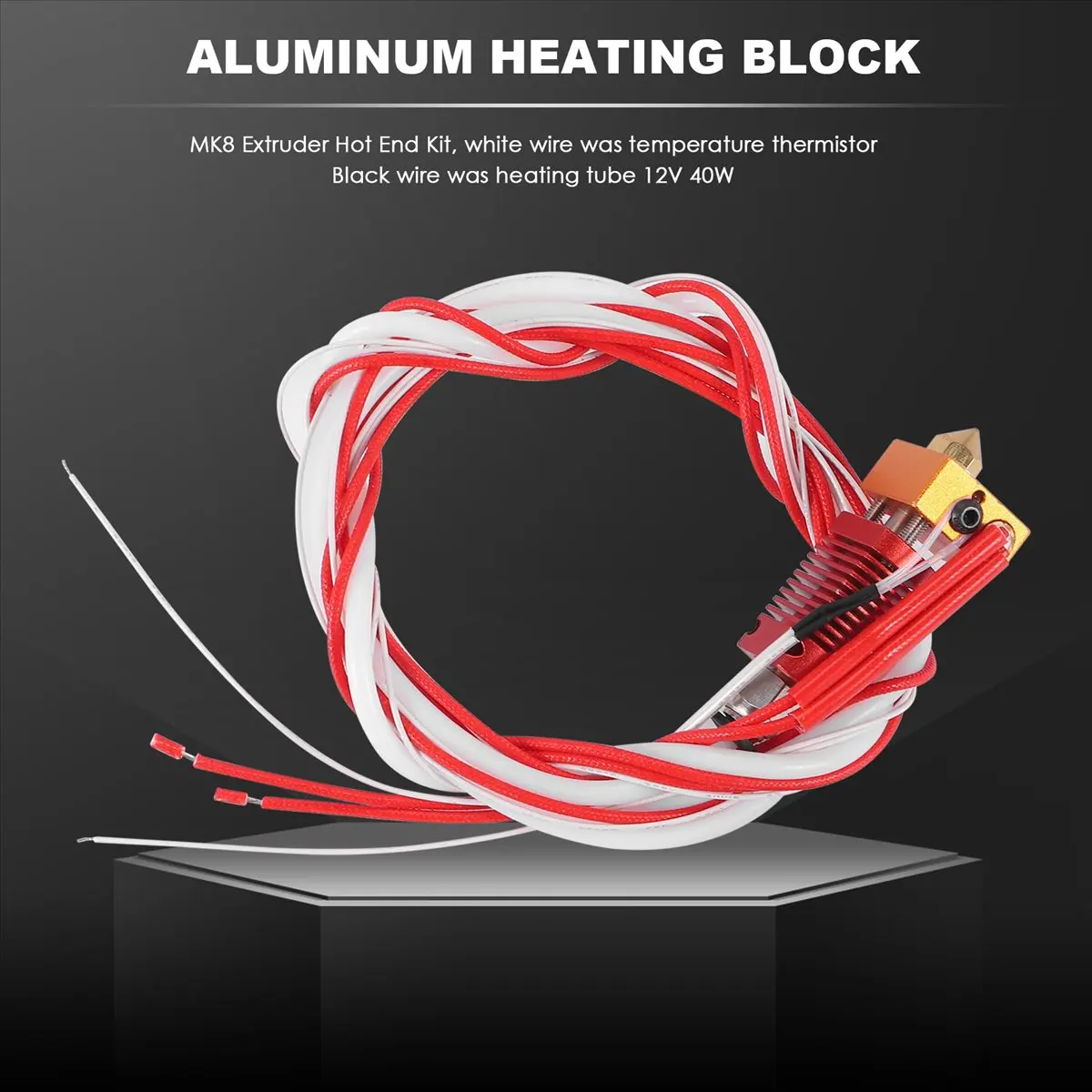 

T69C! 3D Printer Extruder Assembled Mk8 Hot End Kit For Ender 3 / Ender 3 Pro With Aluminum Heating Block, 1.75Mm, 0.4Mm Nozzle