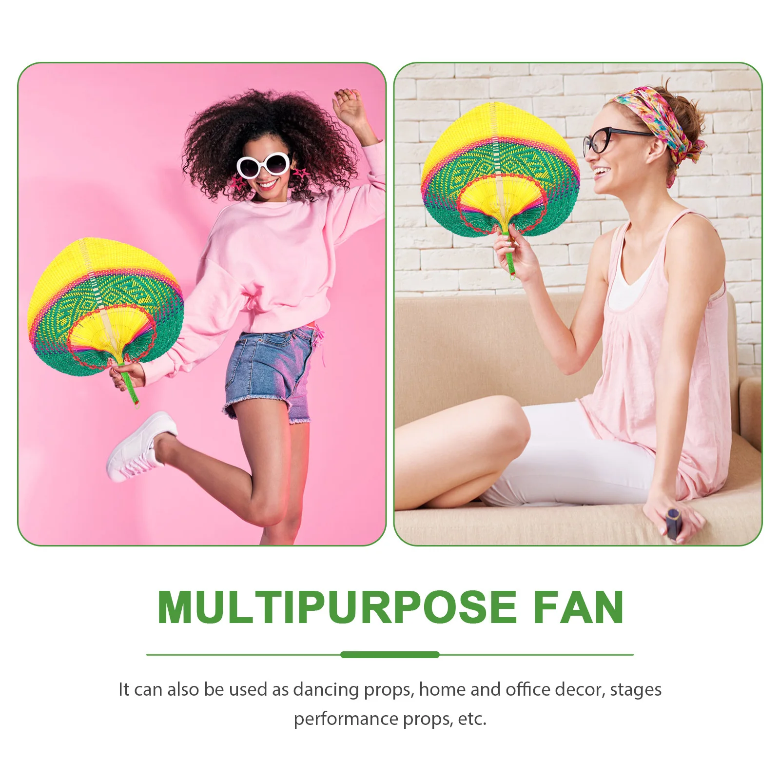 

Bamboo Woven Decorative For Home Summer Office Stage Cooling Pu Fan Bamboo Woven Fan Decor Outdoor Use