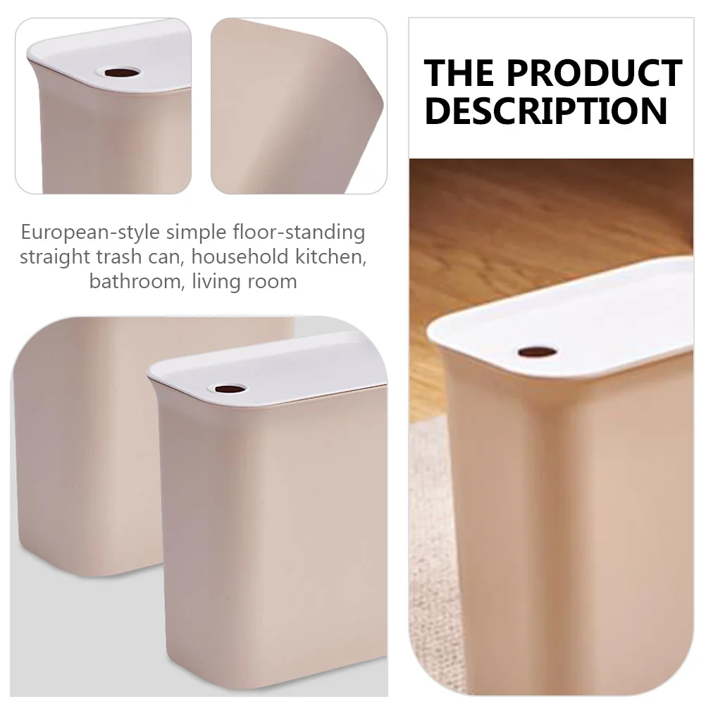 

Standing Trash Can 13L Floor Garbage Bin For Kitchen Bathroom Living Room Bedroom Hotel Pp Dustbin With Lid Rubbish
