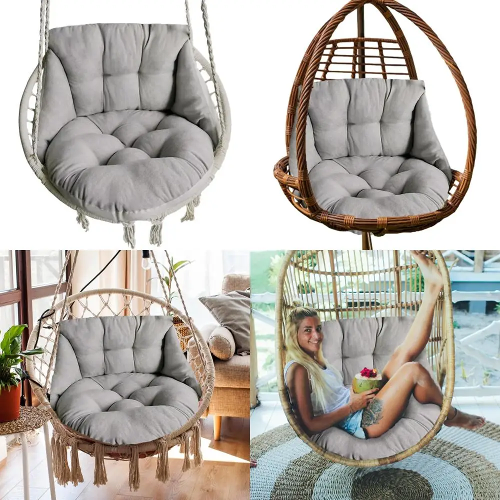 

weatherproof grey wicker hammock chair swing with thick cushions