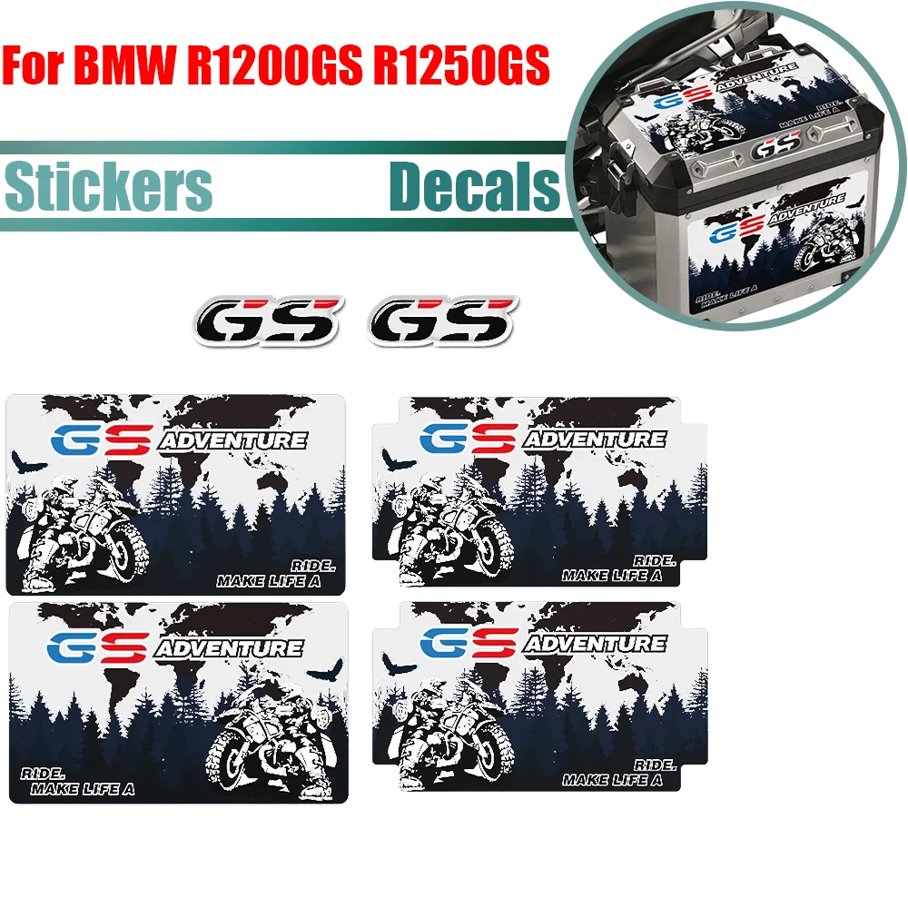 

For BMW R1200GS R1250GS HP Adventure Motorcycle Decal Kit Tank Pad Trunk Luggage Side Box Stickers for R1250 GS GSA LC