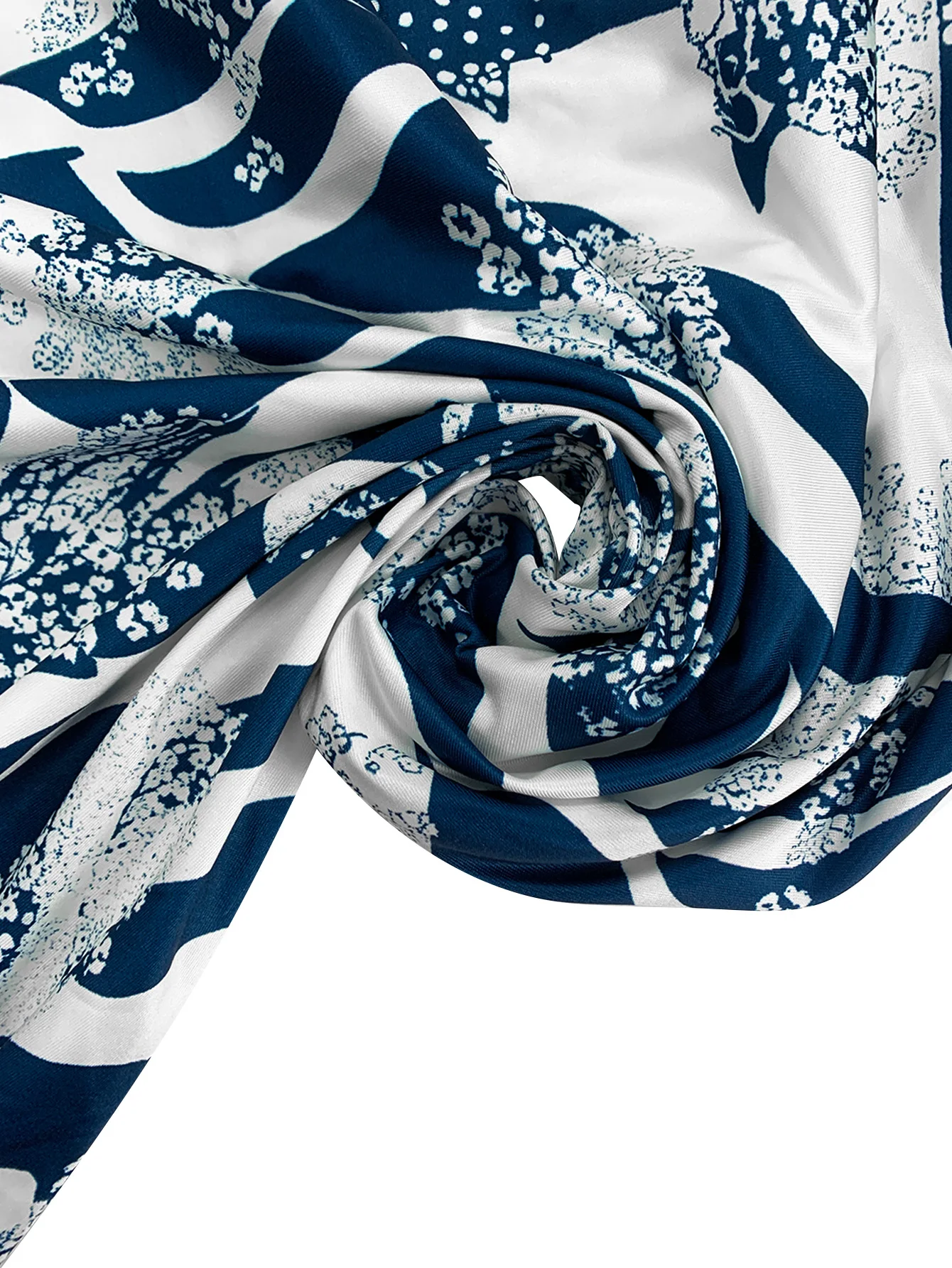 Women's Navy Blue Abstract Print Maxi Dress Summer Casual V Neck Short Sleeve A Line Flowy Dress With Pocket - view 4