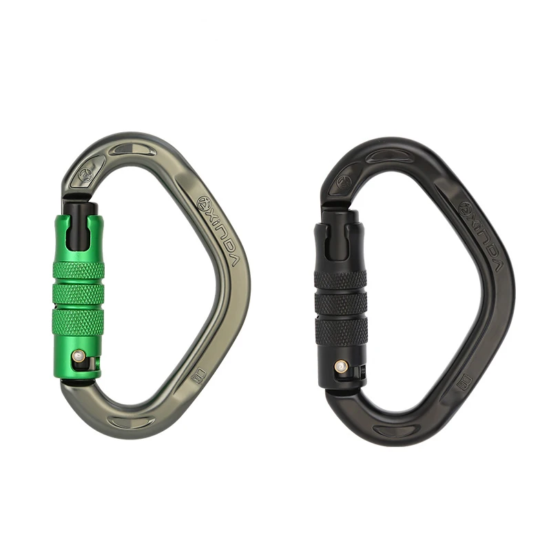 XINDA New Arrival 22kN 7075 Aluminum Triple Locking Half-Circle Carabiner for Rock Climbing Caving