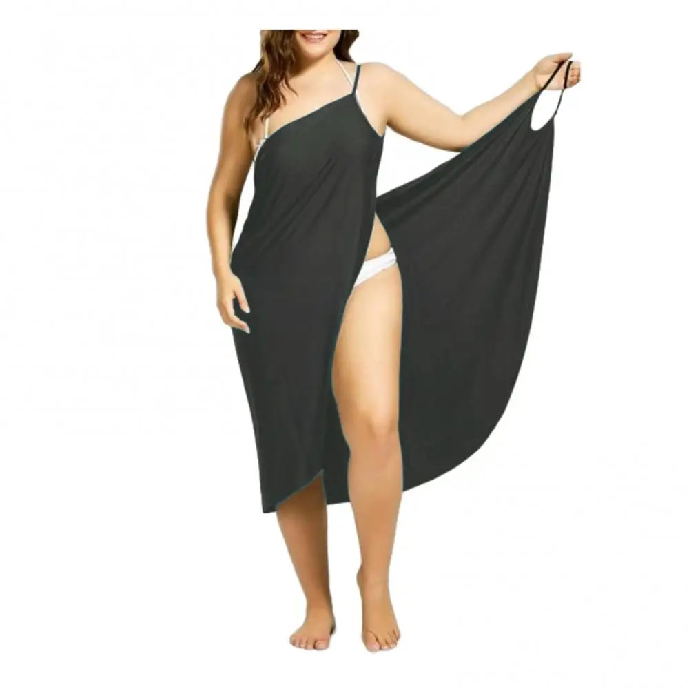 Vestido de playa de talla grande para mujer, vestido envolvente de Color sólido, pareo de Bikini Sexy