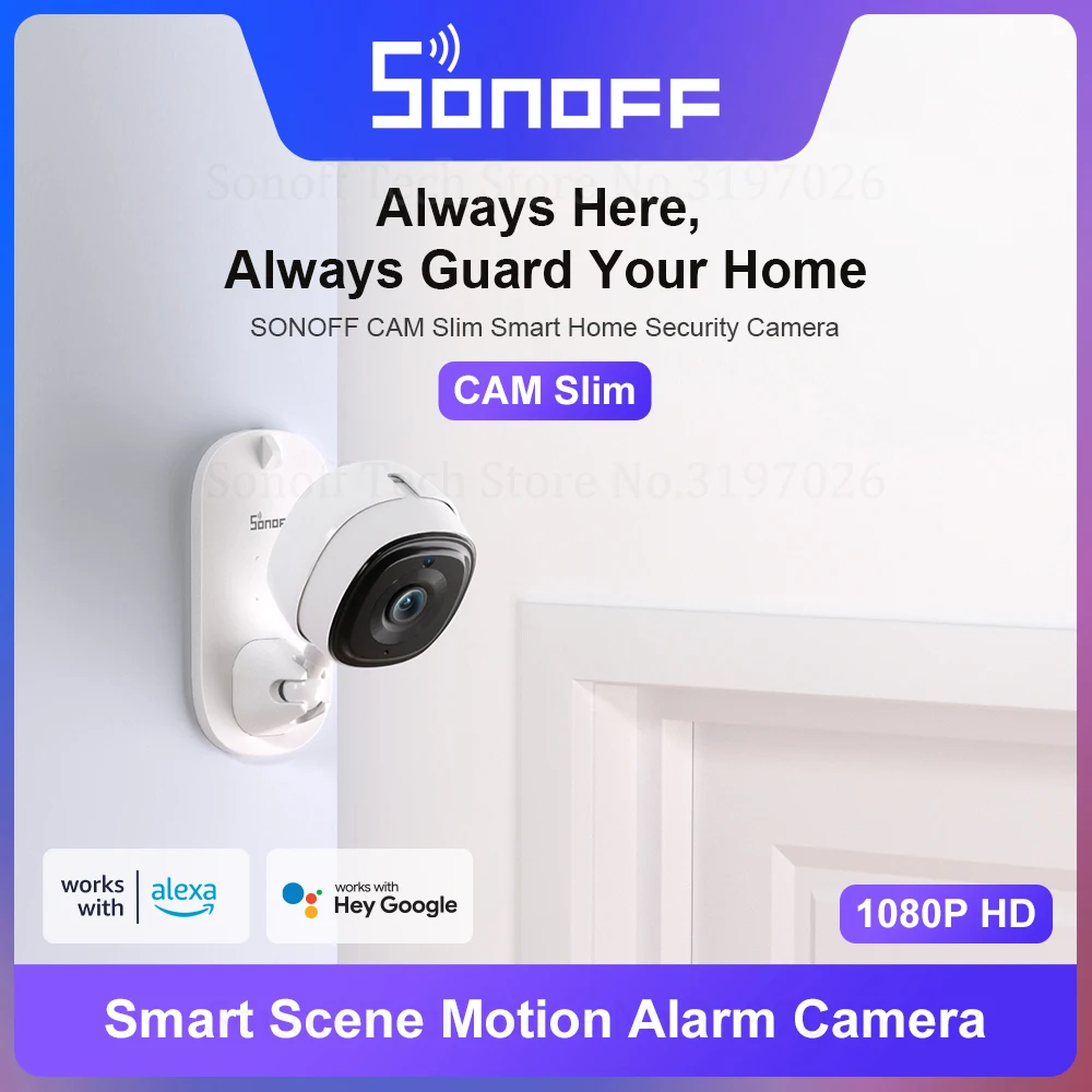 SONOFF 1080P HD Wi-Fi IOT Camera CAM Slim Smart Home Security Motion Detection Alarm Scene Linkage via eWeLink Alexa Google