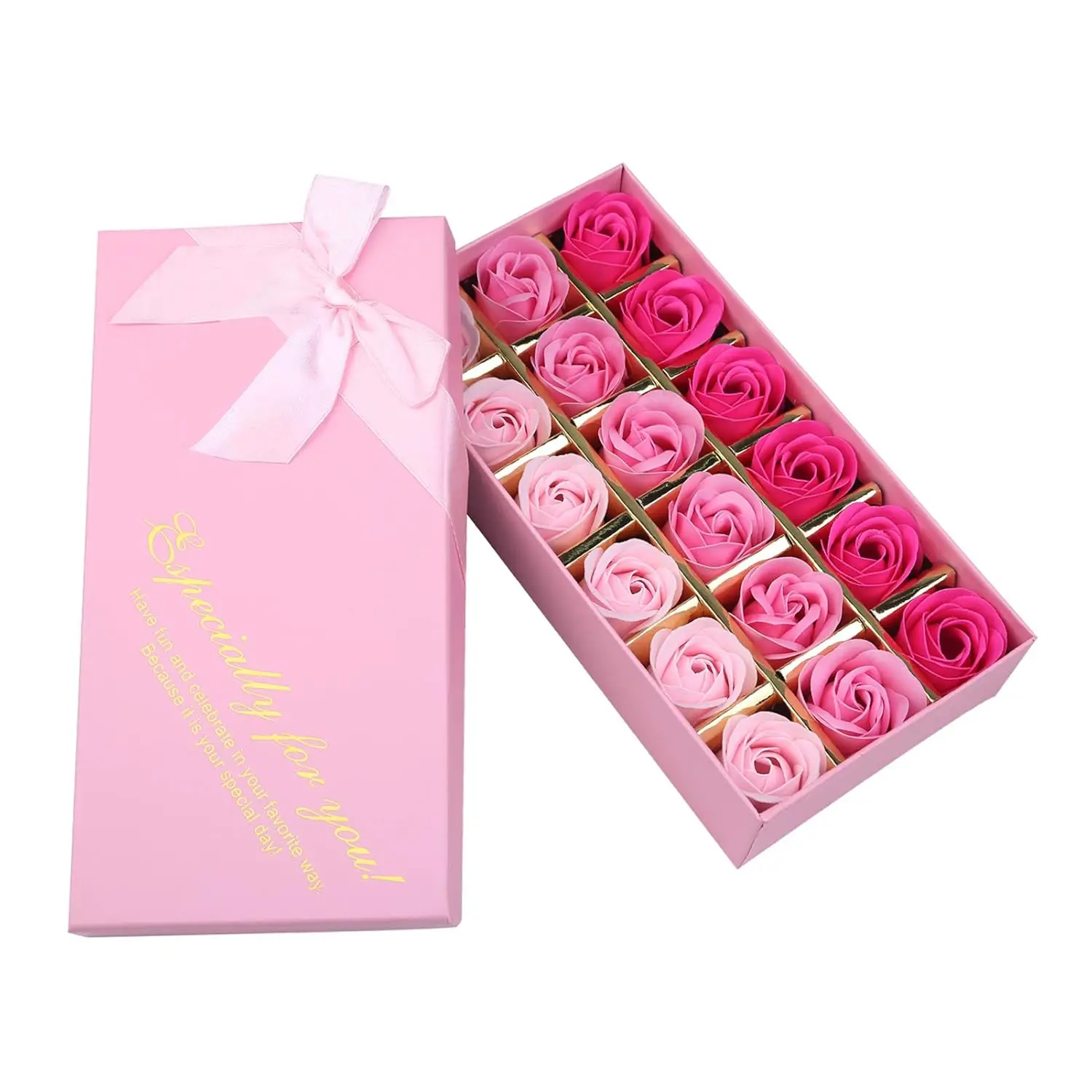 

18 PCS Floral Scented Bath Soap Rose Flower Petals, Plant Essential Oil Rose Soap Set, Best Gifts for Her Women Girls Mom Lover