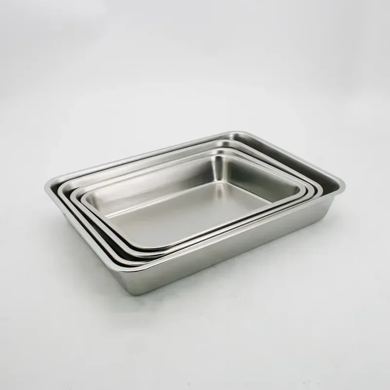 Stainless steel rectangular food tray