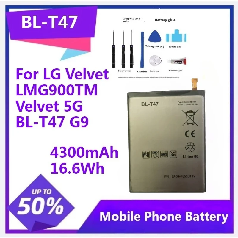 BL-T47 Replacement Battery For LG Velvet LMG900TM Velvet 5G BL-T47 G9 4300mAh 16.6Wh Mobile Phone Battery with Tool