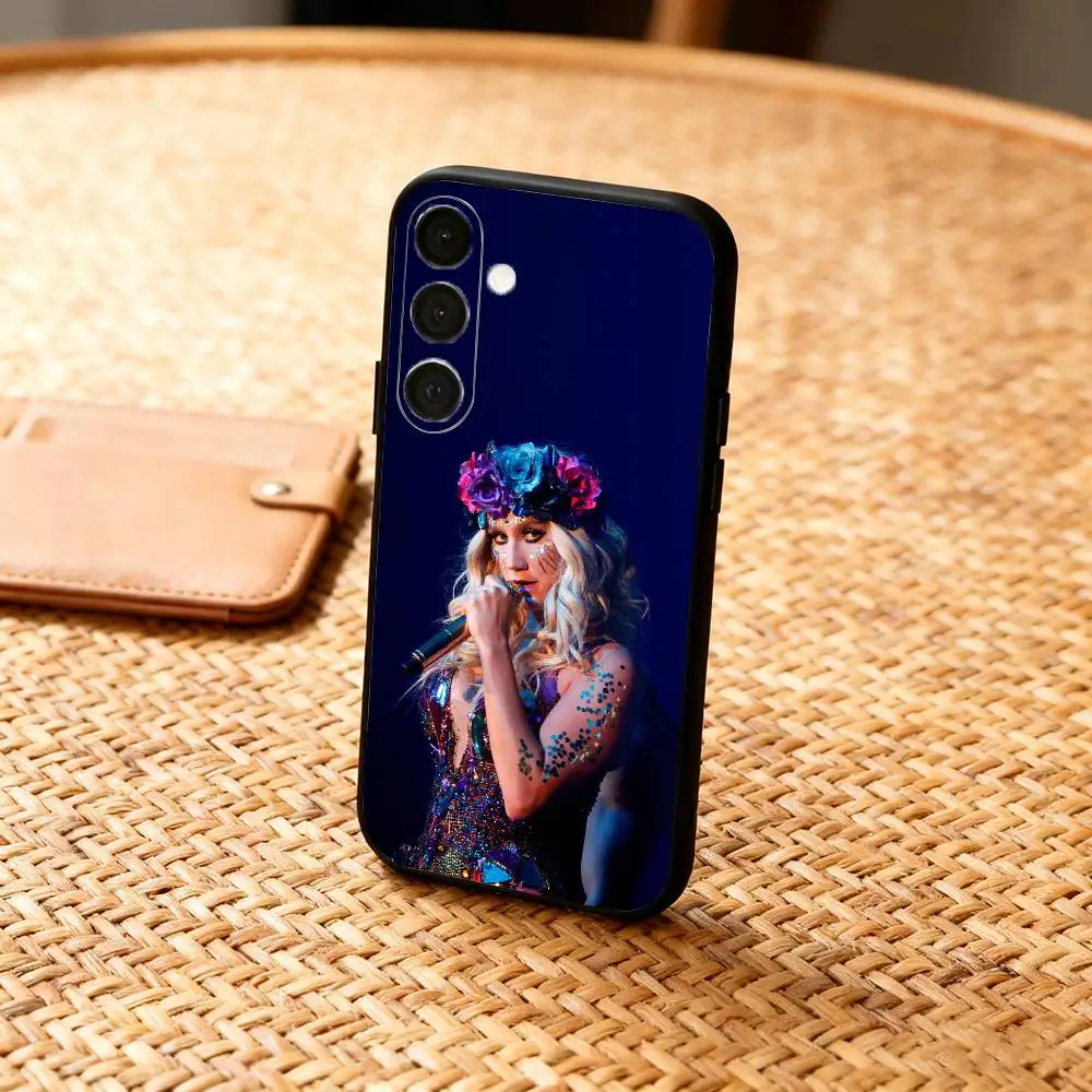 حافظة هاتف S-Singer K-Kesha لهاتف سامسونج A73,72,71,A52,51,40,41,A22,A32,31,A13, غلاف أسود ناعم