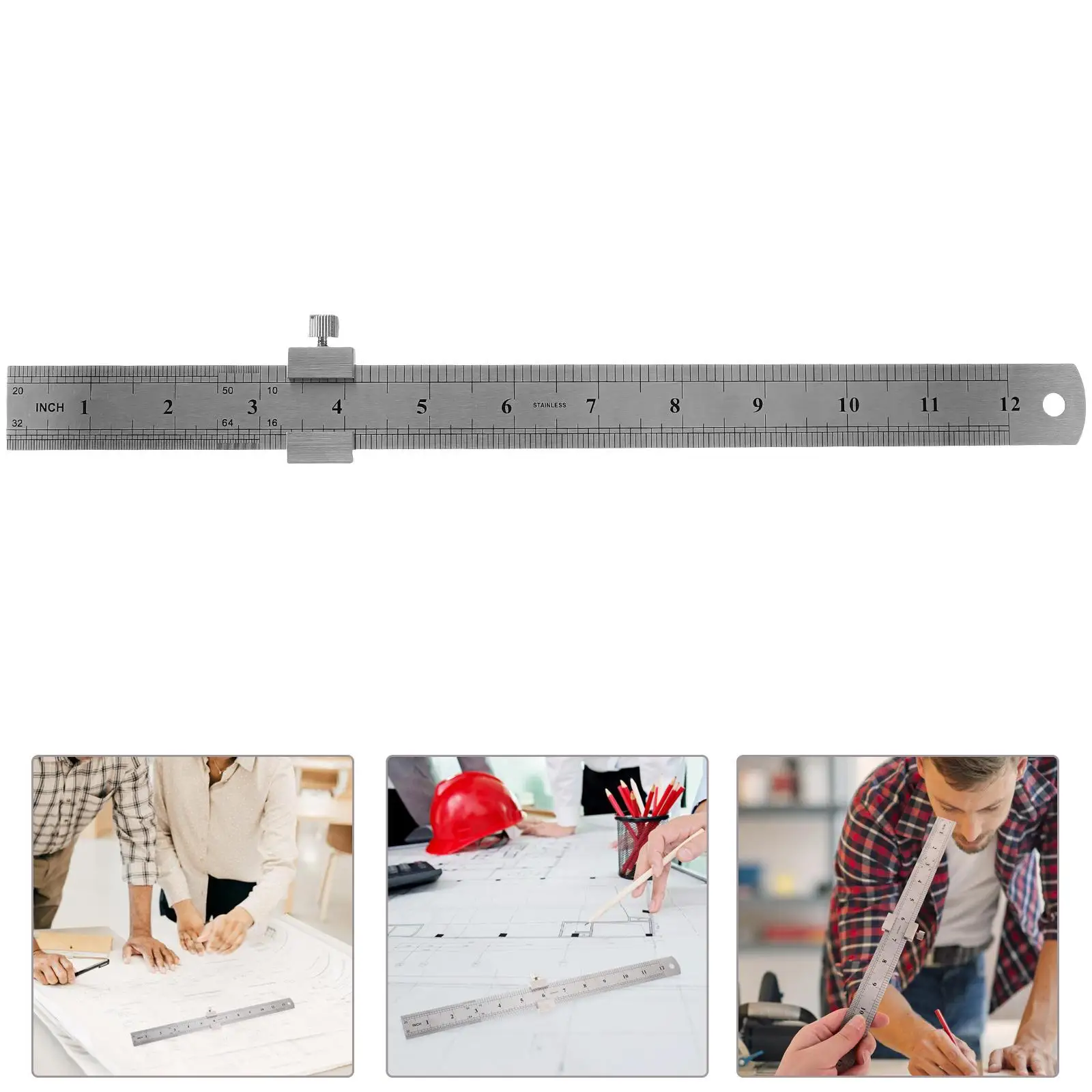 Thickened Steel Plate Ruler Stainless Metal Tools for Cutting Positioning Block Metric School Office Home