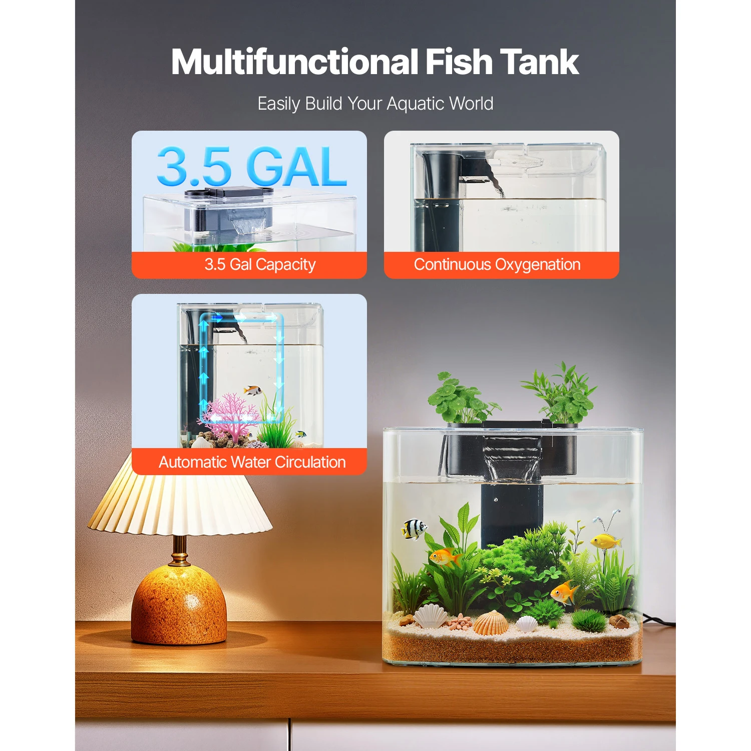 حوض أسماك VEVOR سعة 3.5 جالون، - مراجعة Aquarium Xl وسعره