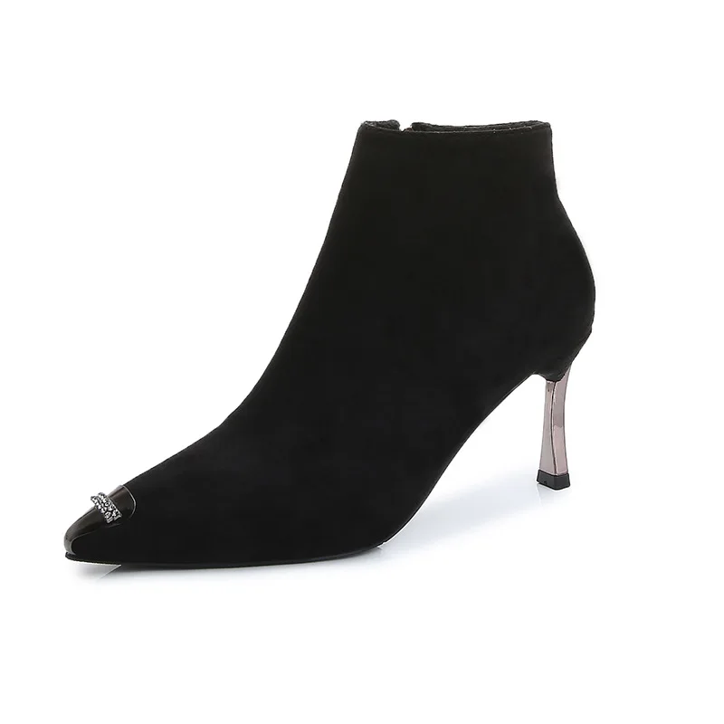 

Маленькие размеры 31–43, ботильоны на высоком каблуке 7 см, зимние короткие женские ботинки, большие размеры 41–43