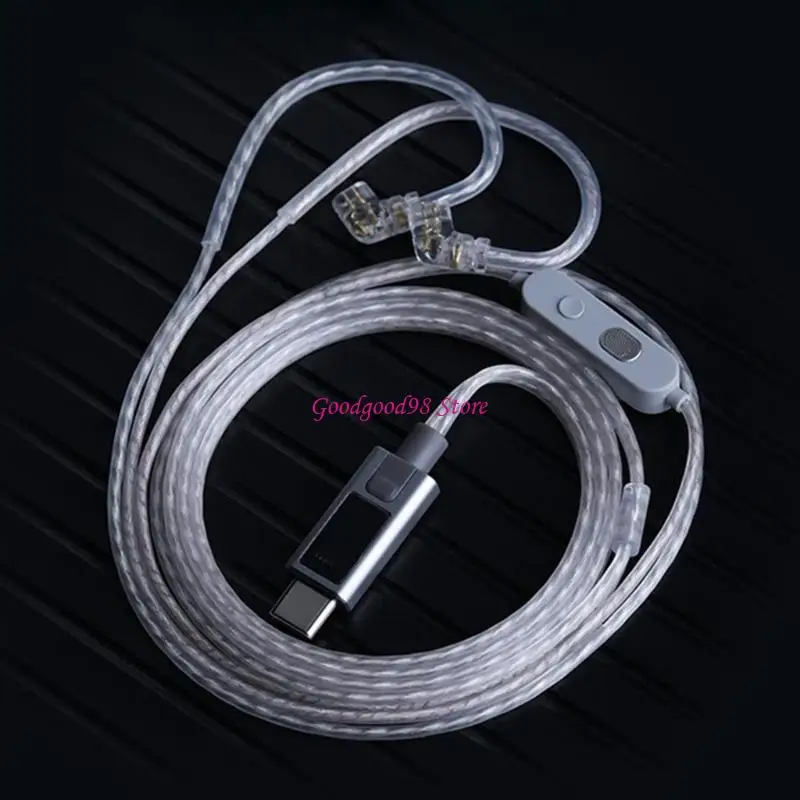 Cavo sonoro tipo C con chip DACS integrato e due microfoni per le cuffie sostituzione del filo auricolare trasparente W8EC
