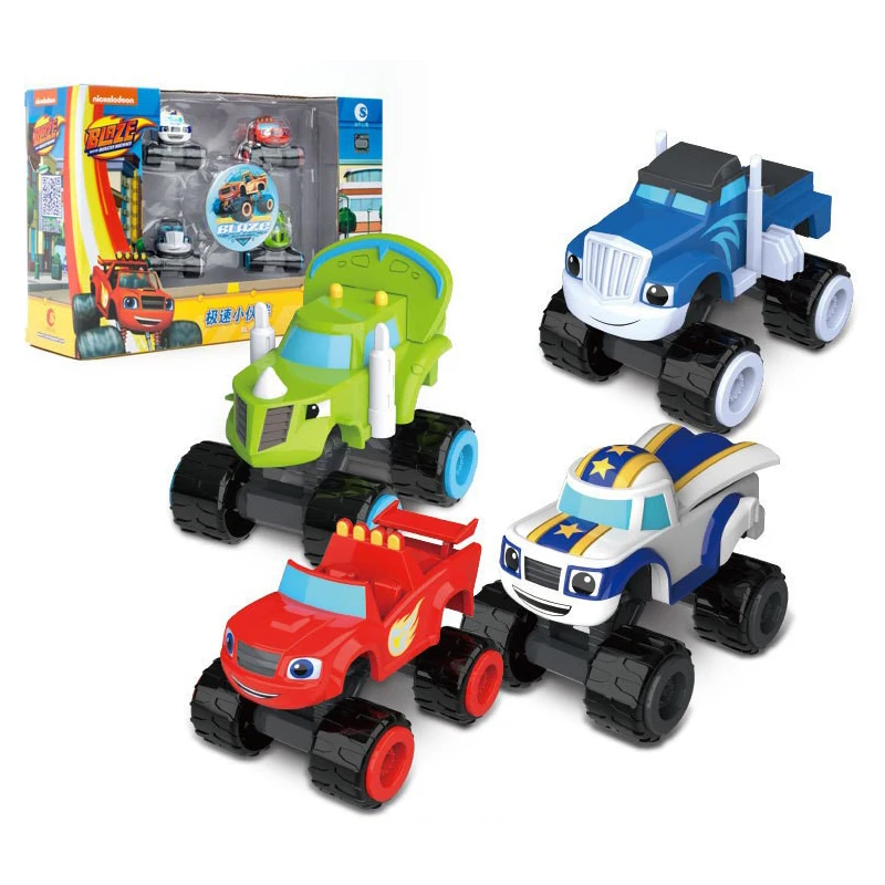 Blaze Monster Machines Anime Figure Plastic/Alloy Deformed Robot 4PCS Glissade Car Toy Model Kids Toys Children Christmas Gifts