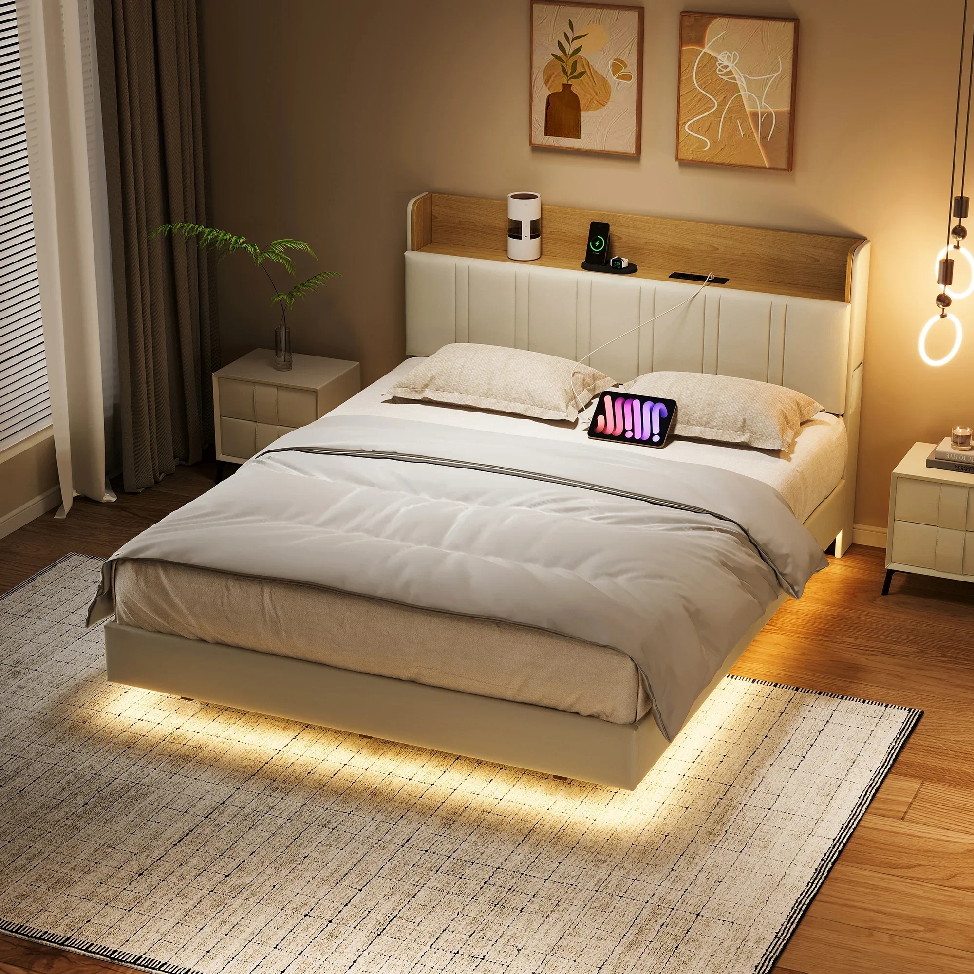 Letto imbottito Rosahqnda, dimensioni 140 x 190 cm / 140 x 200 cm / 160 x 200 cm, letto matrimoniale con testiera contenitore, letto con struttura in legno a doghe e meccanismo idraulico, rivestimento