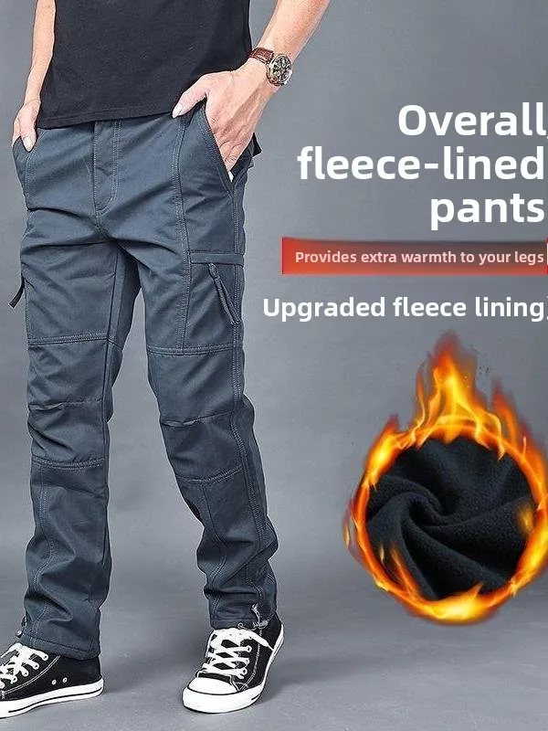 

Зимние повседневные брюки Thiened Fce для мужчин, прямые, свободные, теплые, для активного отдыха, рабочие, базовые, для прогулок