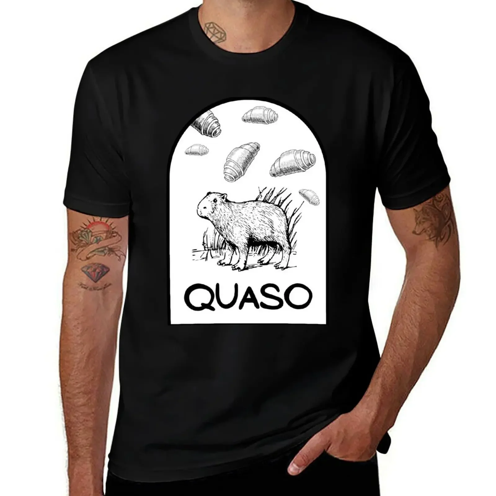 

QUASO! Croissant- Capybara so good at French- Ode to Memes T-Shirt cute tops Personalized t-shirt oversized shirts men graphic