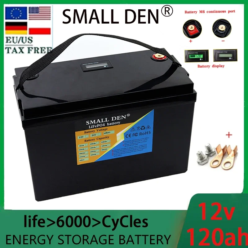 The 12.8V 120Ah battery can provide up to 6000 deep cycle golf cart motor solar cell packs and solar energy storage