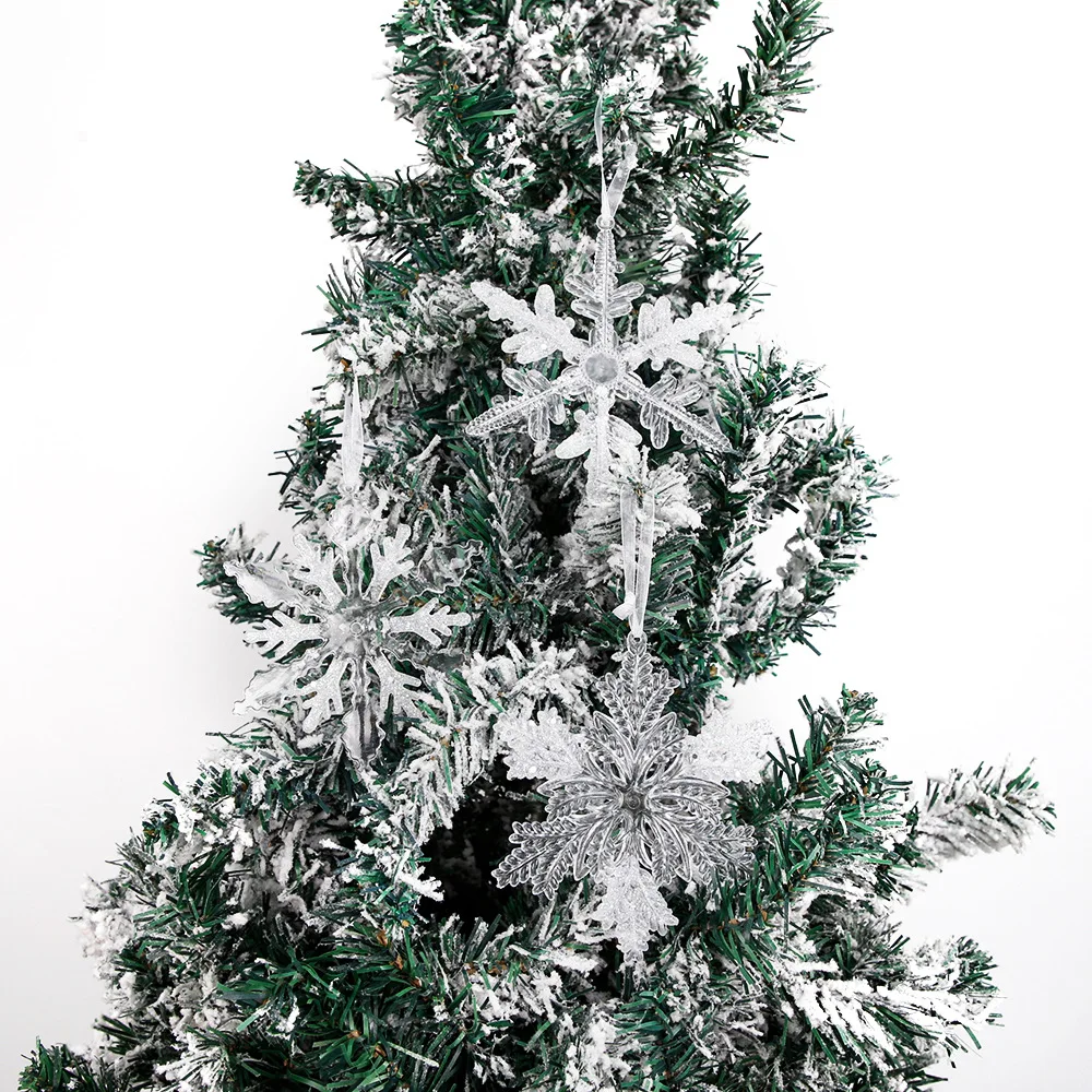 Christmas Snowflake Acrylic Pendant Transparent Ice Crystal Decoration for Christmas Tree Festive Atmosphere Arrangement